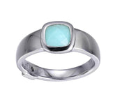 Silver Ring with Amazonite and Ruby- Size 6